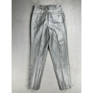 Highway Original Style Metallic Silver Faux Leather High Waisted Pants Size 9/10